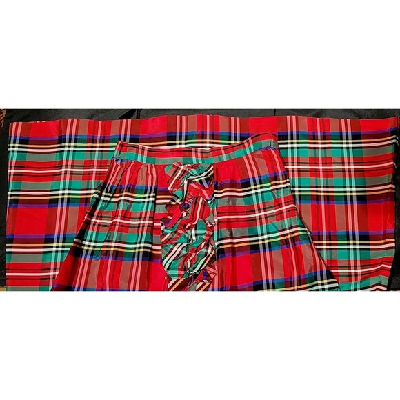 VTG Maxi Taffeta Plaid Long Christmas Holiday Hostess dress skirt 70s XS - Picture 2 of 10